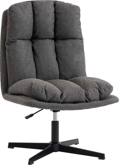 Svingstol med aksent bredt sete mørkegrått stoff med linlook Svingstol med aksent bredt sete mørkegrått stoff med linlook
