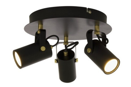 Scan Lamps Spotlampe cilindro rondel svart/matt messing 3x5w led