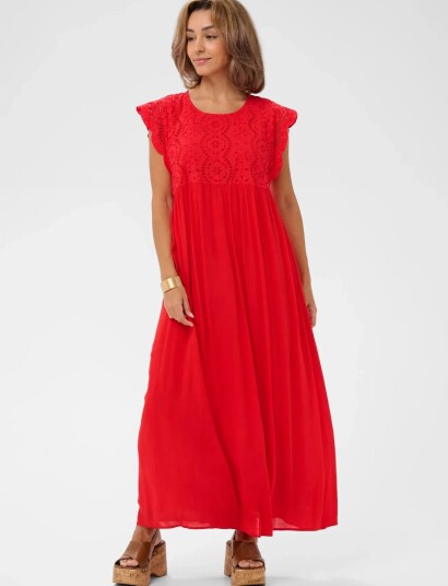 Cream Crzita Dress   Red   34