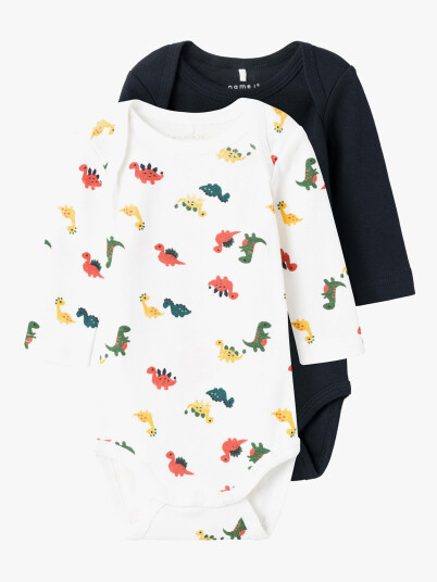 Name It Body 2-Pack Long Sleeve Bright White Dino Hvit 86 Name It Body 2-Pack Long Sleeve Bright White Dino Hvit 86