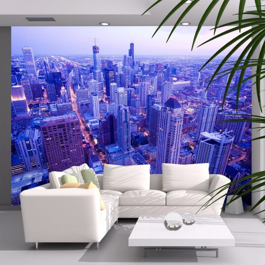 Fototapet Skygge Lamper Ved Skumring Chicago 350x270 - Artgeist sp. z o. o.