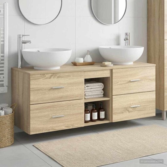 vidaXL Baderomsinnredningssett 3 stk. Sonoma eik 49,5 x 44,5 x 65 cm vidaXL Baderomsinnredningssett 3 stk. Sonoma eik 49,5 x 44,5 x 65 cm
