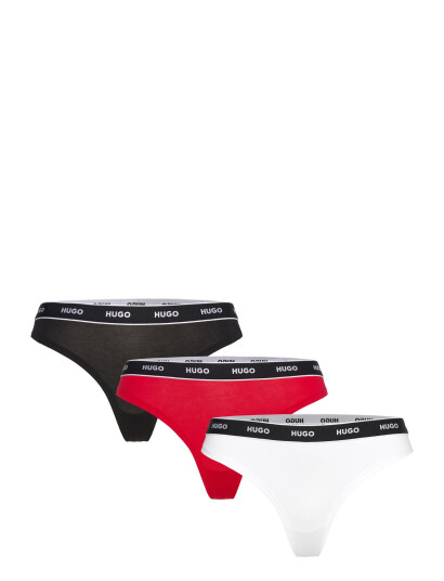 HUGO Triplet Thong Stripe   Red   XXL