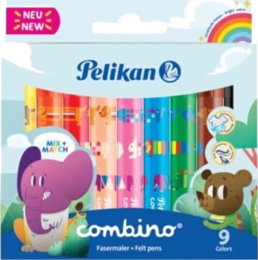 Pelikan Combino Super 411, 9 Farger, Flerfarget, Rund, Gutt/Jente, 9 Stykker, Hengende Boks