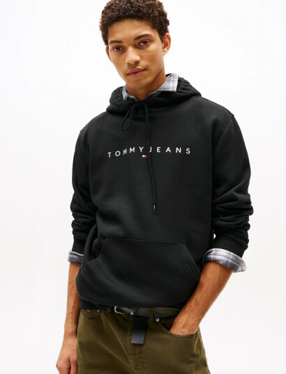 Tommy Jeans Tjm Reg Linear Logo Hoodie Ext - Black - M Tommy Jeans Tjm Reg Linear Logo Hoodie Ext - Black - M