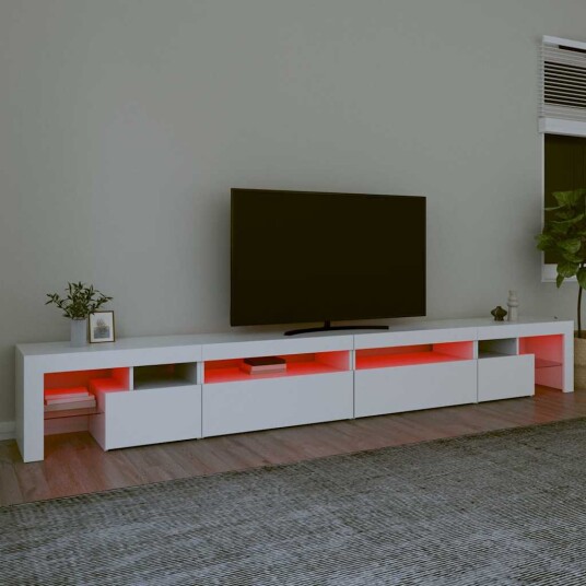 TV-benk med LED-lys hvit 290x36,5x40 cm 8720845649500