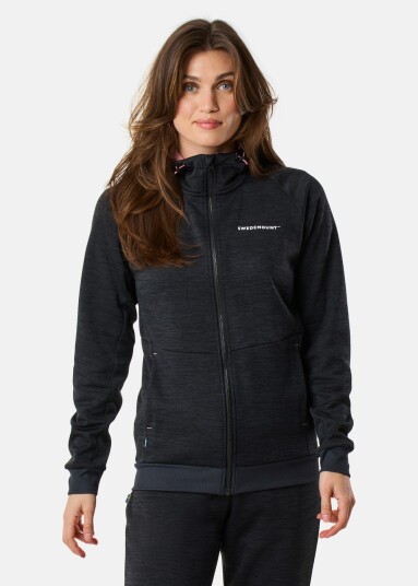 Swedemount Training Logo Zip Hood W Ii Charcoal Melange/Dusty Rose 34 Hoodies
