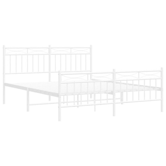 vidaXL Sengeramme i metall med hode- og fotgavl hvit 150x200 cm 8721012210691
