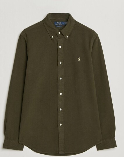 Polo Ralph Lauren Custom Fit Brushed Flannel Shirt Company Olive