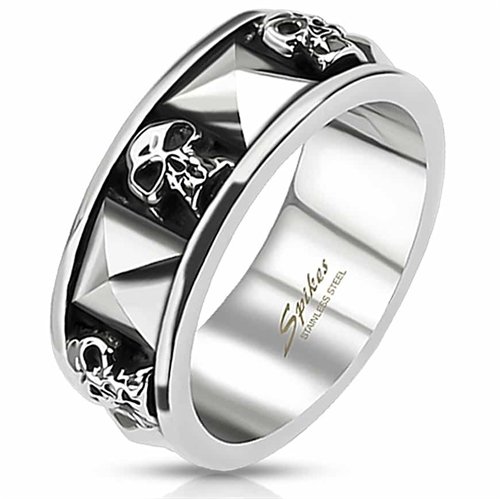 Skull Ring fra Spikes i Oldschool stål.