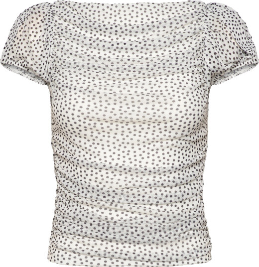 Gina Tricot Puff Sleeve Mesh Top White M Gina Tricot Puff Sleeve Mesh Top White M