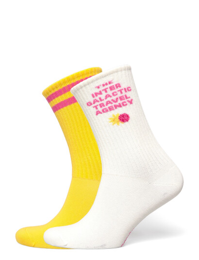 Mini Rodini Intergalactic 2 Pack Socks Yellow 20/23 Mini Rodini Intergalactic 2 Pack Socks Yellow 20/23