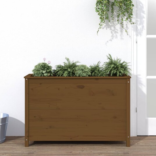 Høybed for hage honningbrun 119,5x40x78 cm heltre furu