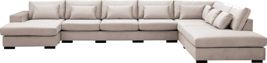 Grande Stor 7 seters U Sofa med Divan Venstre Beige Fløyel