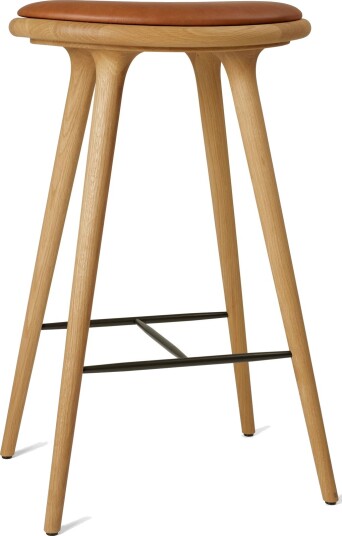Mater Høy Barkrakk Oljet Eik/ Valnøtt Lær 74 cm Mater Høy Barkrakk Oljet Eik/ Valnøtt Lær 74 cm