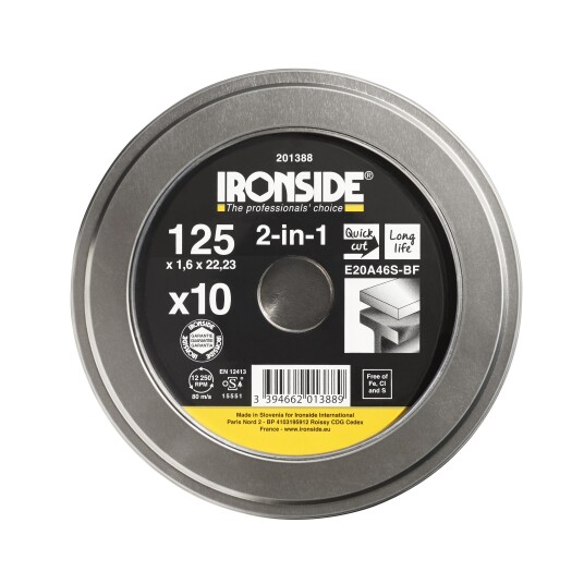 Ironside 201388 Kappeskive 125 mm 10 pakning 125 x 1,6 x 22 mm Maskintilbehør & forbruk