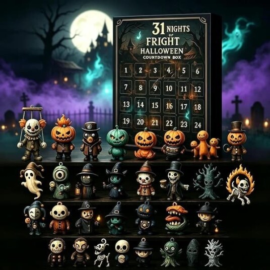 Halloween Adventskalender 2026 31 netter med skrekk Halloween nedtellingsboks med 31 mini skumle figurer 31 dager overraskelsesblindboks for hjemmeinnredning