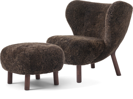 Little Petra VB1 Lounge Chair Set Sheepskin Espresso / Dark Stained Oak
