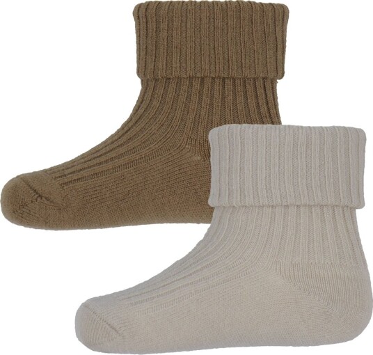 Wheat Sokker 2 pack Ull Rib Ziggy Caramel Wheat 19/21 Sokker Beige Brun