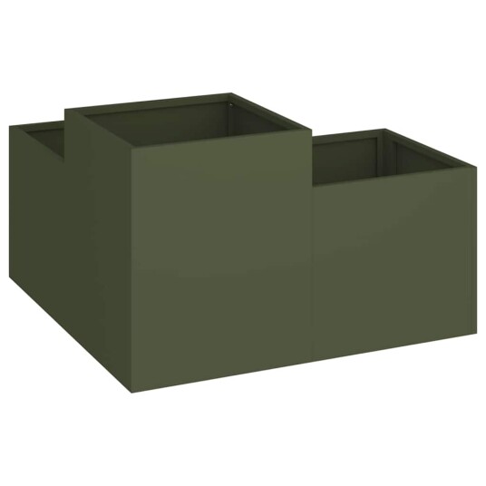  Hagekasse 80x80x48 cm Olivengrønn Stål