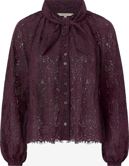 byTimo Blondebluse Lace Bow Blouse Rød byTimo Blondebluse Lace Bow Blouse Rød