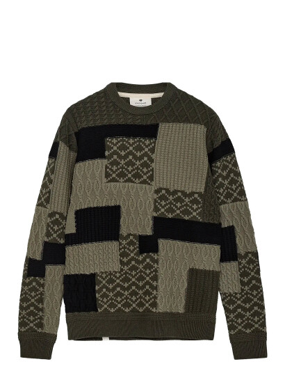 Anerkjendt Aksune Patchwork Knit - Khaki green - M Anerkjendt Aksune Patchwork Knit - Khaki green - M