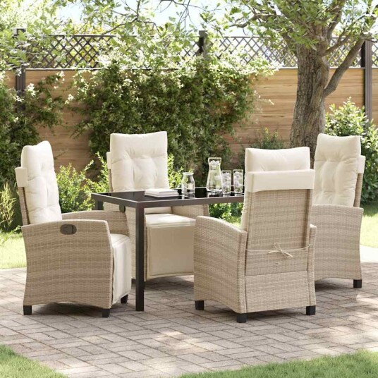 5 Delers Hagedining Sett Beige Poly Rotting