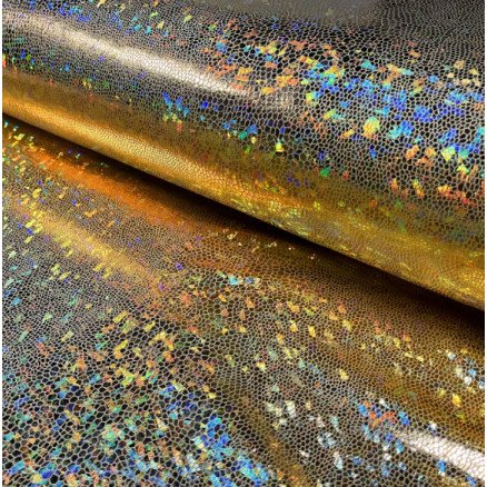 Balsløw Polyesterjersey med folietrykk Stoff 150cm 80 Gold 50cm