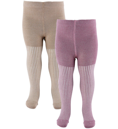 Minymo Strømpebukser 2 pack Dusky Orchid m. Glitter 104/110 Strømpebukser Beige Lilla Rosa 104 110