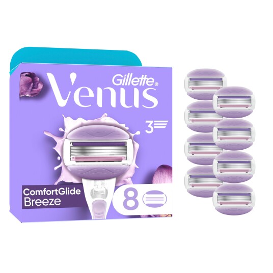 Venus   Gillette Venus ComfortGlide Breeze Barberblader for Kvinner   Purple/White   8 Bladrefiller