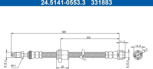 ATE 24.5141 0553.3 Bremseslange ATE 24.5141 0553.3 Bremseslange