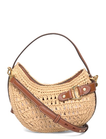 Lauren Ralph Lauren Woven Straw Small Tasha Crossbody Bag   Brown   ONE SIZE