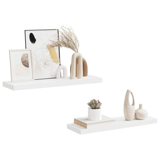 vidaXL Flytende vegghyller 2 stk hvit 80x23,5x3,8 cm MDF