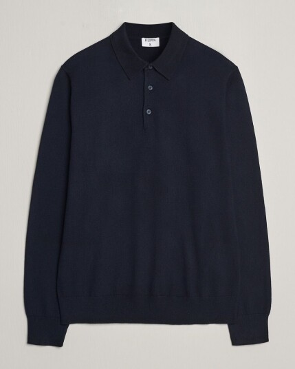 Filippa K Knitted Polo Shirt Navy