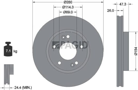 PAGID 54339NC Bremseskive PAGID 54339NC Bremseskive