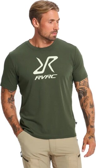 RevolutionRace Herre > Overdeler > T skjorter Easy Graphic Logo T Shirt Herre Forest Night/Oatmeal Størrelse:2XL