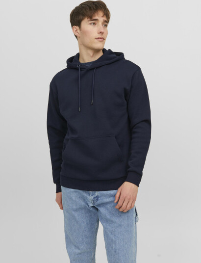 Jack & Jones Jjebradley Sweat Hood Noos - Navy - L Jack & Jones Jjebradley Sweat Hood Noos - Navy - L