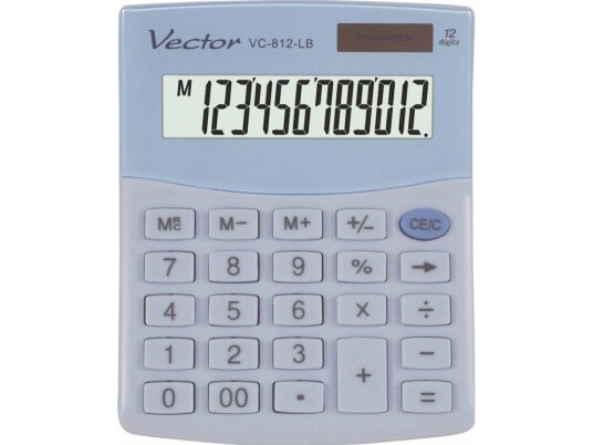 Vector Office Calculator, Kav Vc-812 Lb, Light Blue Vector Office Calculator, Kav Vc-812 Lb, Light Blue