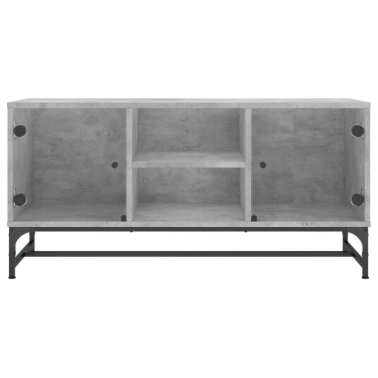 vidaXL Sideskap med glassdører betonggrå 102x37x50 cm 8721012214859