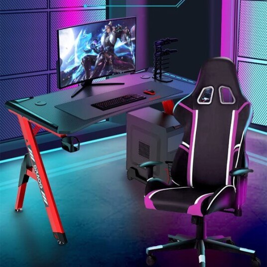 Stilrent Gamingbord med Justerbar RGB og Røde Stålben – 120x60 cm Stilrent Gamingbord med Justerbar RGB og Røde Stålben – 120x60 cm