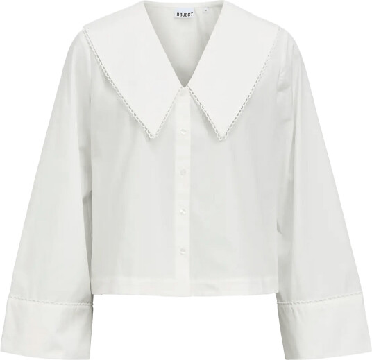 Object Objhope Big Collar L/S Re Shirt 146 White 34
