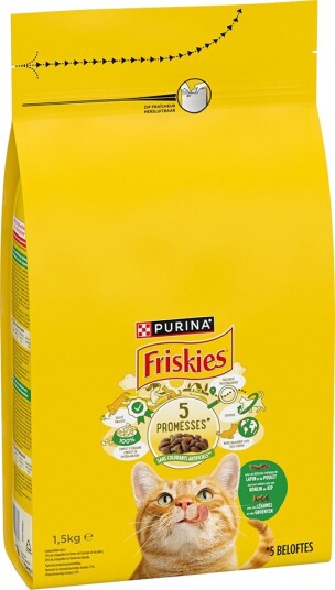 Friskies Tørrfôr Purina Cat Med Kanin Og Grønnsaker Kylling 3 X 1.5 kg