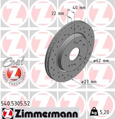 Bremseskive ZIMMERMANN 540.5305.52