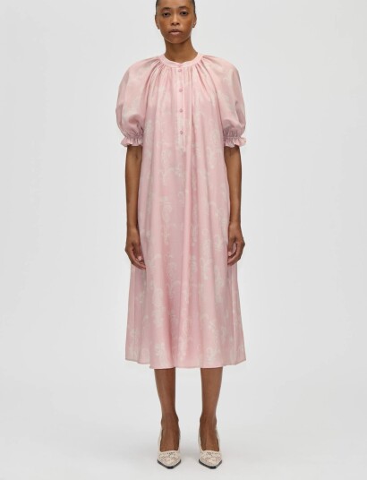 STINE GOYA Tencel Front Placket Long Dress Pink S