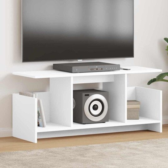 TV benk Hvit 102 x 35 x 45 cm Konstruert tre TV benk Hvit 102 x 35 x 45 cm Konstruert tre