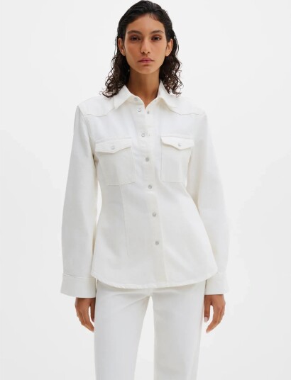 Malina Anthea Fitted Waist Denim Shirt   White   40