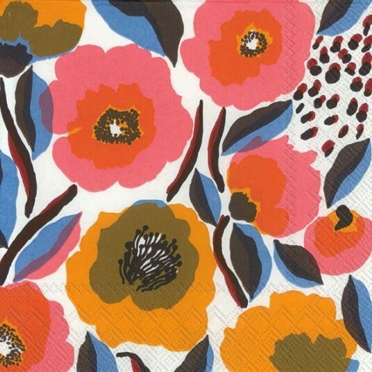 Ihr Marimekko Rosarium hvite Rose lunsjservietter