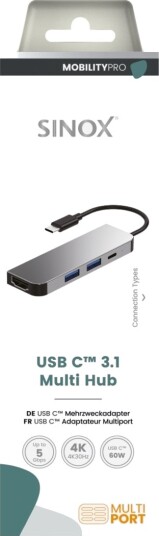 Sinox Pro Usb C Hub. 0,15M. Aluminium