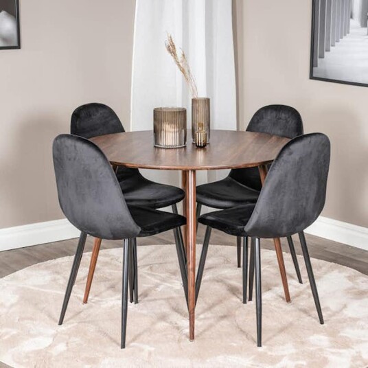Venture Home Spisegruppe Venture Home Plake med 4 Pobbie Stoler Fløyel Rundt GR822S
