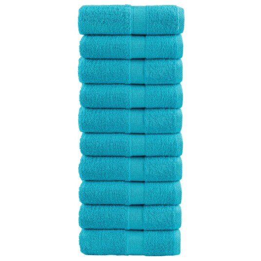 Premium gjestehåndklær SOLUND 10 stk turkis 30x50 cm 600 g/m2 Premium gjestehåndklær SOLUND 10 stk turkis 30x50 cm 600 g/m2